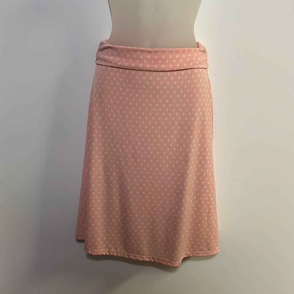 LuLaRoe Peach Cream Knit A-Line Roll Waist Skirt S